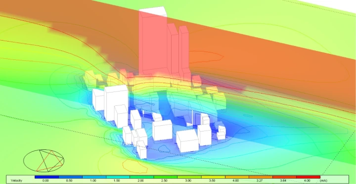 Outdoor windflow study using Computational Fluid Dynamics (CFD) simulation 2