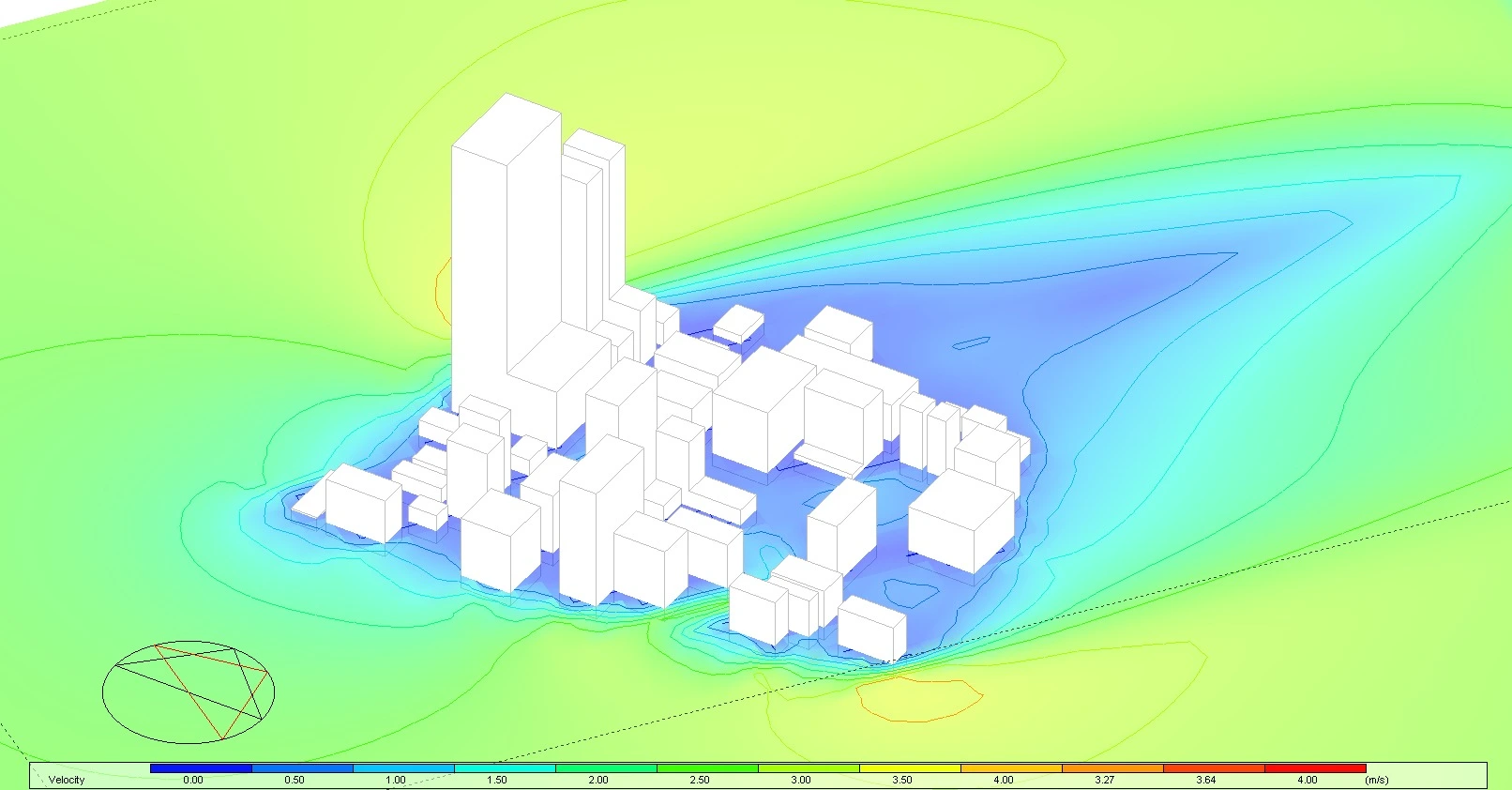 Outdoor windflow study using Computational Fluid Dynamics (CFD) simulation 1